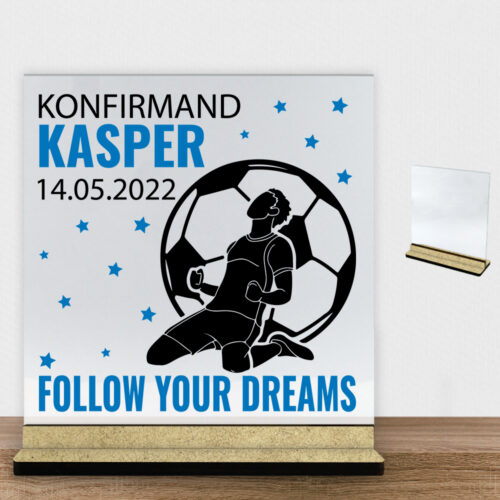Konfirmation design 39 | Glasskilt inkl. fod (træfiber)