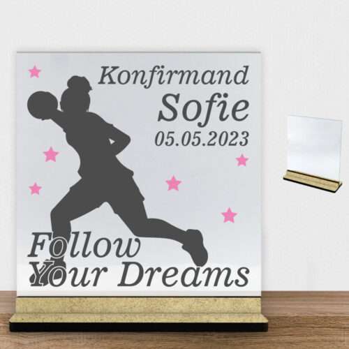 Konfirmation design 40 | Glasskilt inkl. fod (træfiber)
