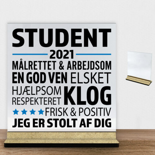 Student design 3 | Glasskilt inkl. fod (træfiber)