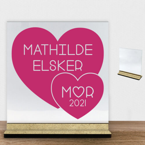 Elsker mor | Glasskilt inkl. fod (træfiber)
