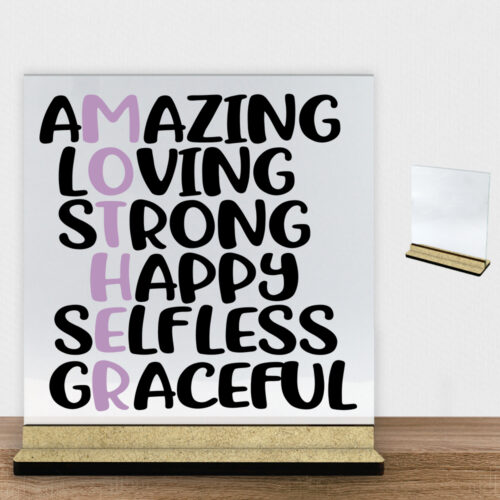 Mom definition #1 | Glasskilt inkl. fod (træfiber)