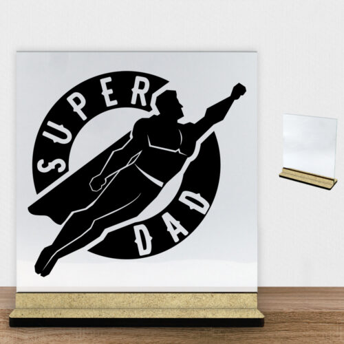 Super dad | Glasskilt inkl. fod (træfiber)