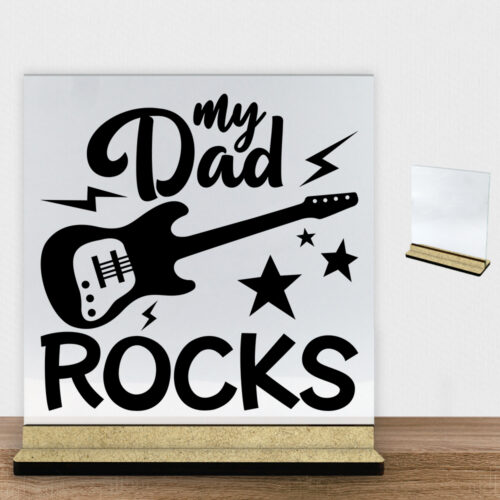 My dad rocks - design 2 | Glasskilt inkl. fod (træfiber)