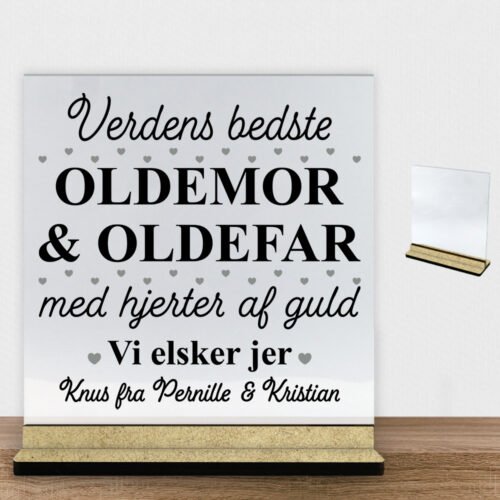 Alternative view of Verdens bedste oldemor & oldefar #1 | Glasskilt inkl. fod (træfiber)