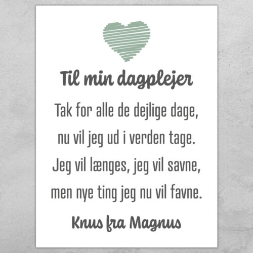 Til min dagplejer | Plakat