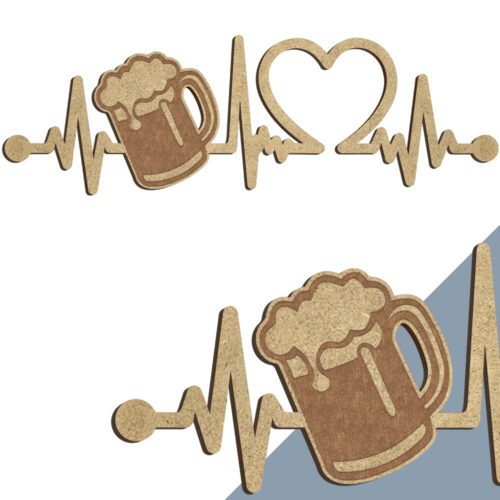 Alternative view of Ølkrus | Heartbeat skilt (træfiber)