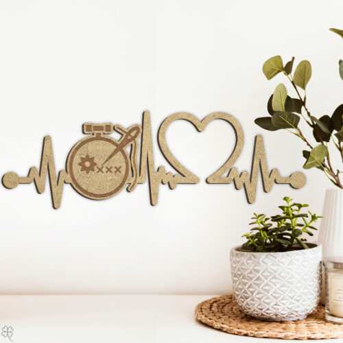 Broderi | Heartbeat skilt (træfiber)