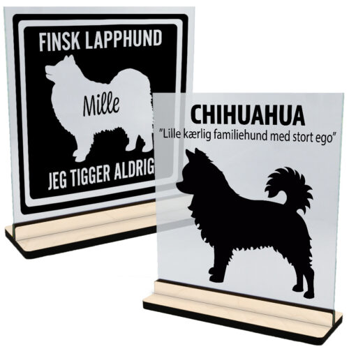 Hunde | Glasskilte inkl. fod (poppel krydsfinér)