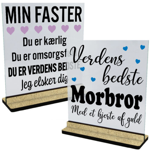 Andre familiemedlemmer | Glasskilte inkl. fod (træfiber)
