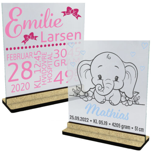 Børn | Glasskilte inkl. fod (træfiber)