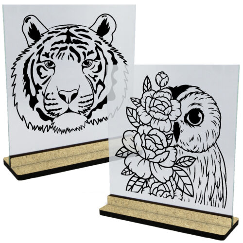 Dyr | Glasskilte inkl. fod (træfiber)