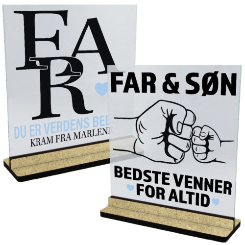 Far | Glasskilte med fod i træfiber