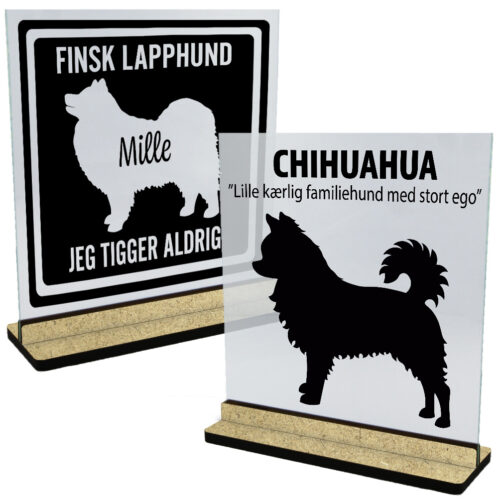 Hunde | Glasskilte inkl. fod (træfiber)