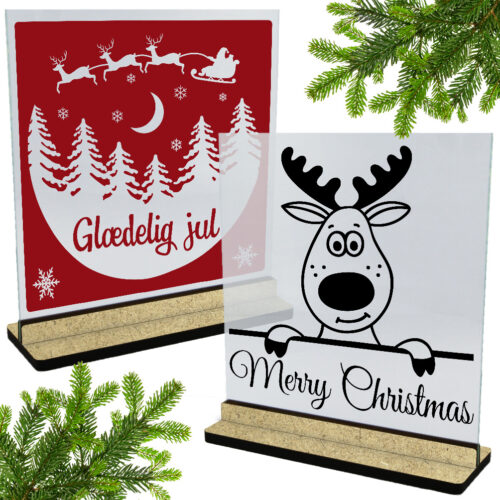 Jul | Glasskilte inkl. fod (træfiber)