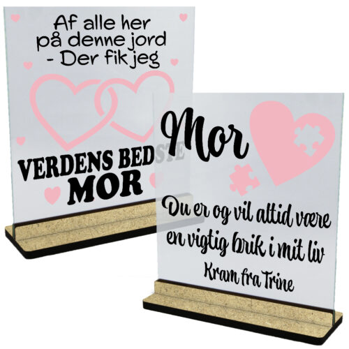 Mor | Glasskilte med fod i træfiber