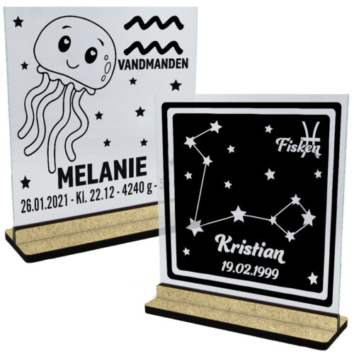 Stjernetegn | Glasskilte inkl. fod (træfiber)