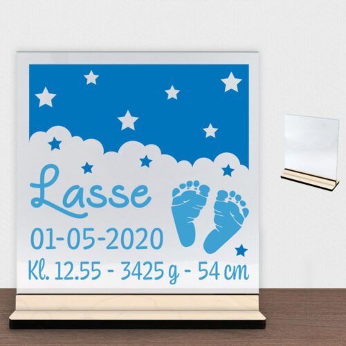 Nightsky design 4 | Glasskilt inkl. fod (poppel krydsfinér)