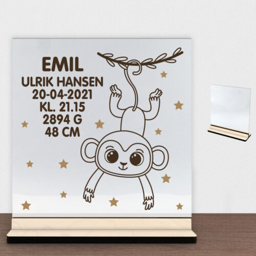 Abe design 1 | Glasskilt inkl. fod (poppel krydsfinér)