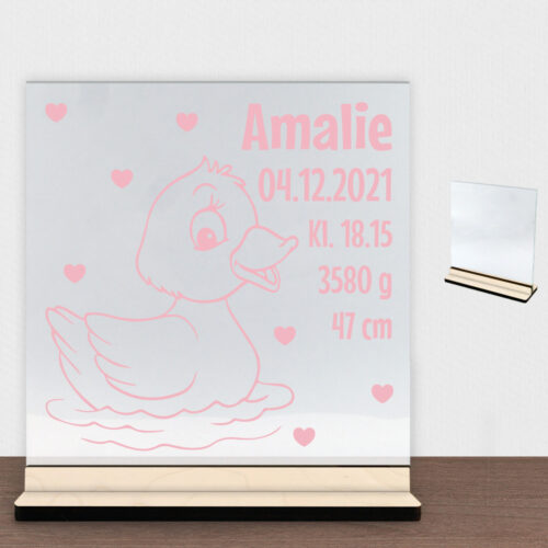 Anden Atlas m. fødselsdata | Glasskilt inkl. fod (poppel krydsfinér)