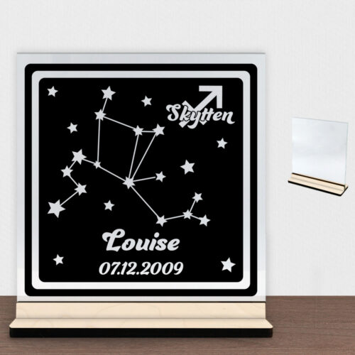 Stjernetegn "look at the stars" - Skytten | Glasskilt inkl. fod (poppel krydsfinér)