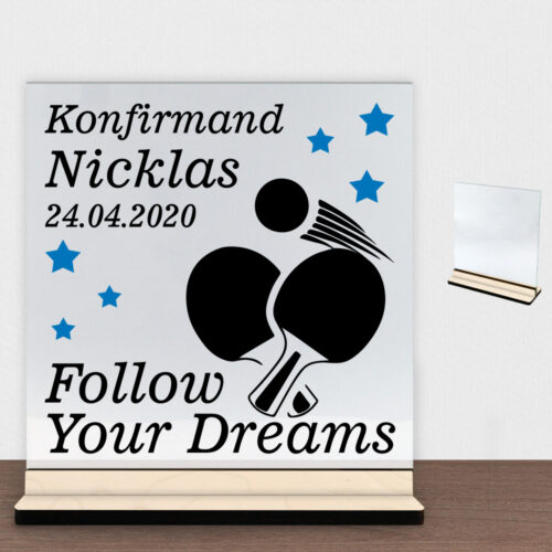 Konfirmation design 3 | Glasskilt inkl. fod (poppel krydsfinér)