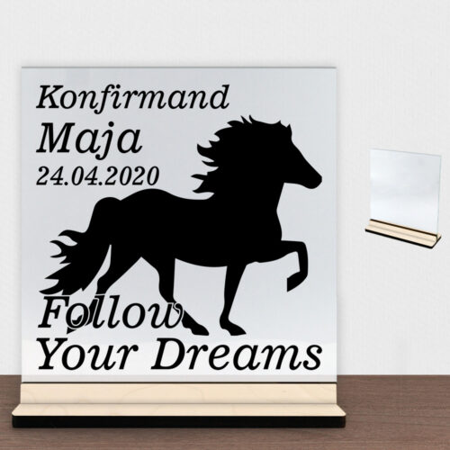Konfirmation design 4 | Glasskilt inkl. fod (poppel krydsfinér)
