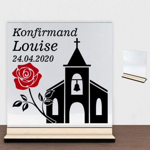 Konfirmation design 6 | Glasskilt inkl. fod (poppel krydsfinér)