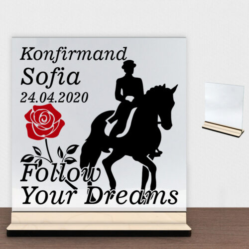 Konfirmation design 7 | Glasskilt inkl. fod (poppel krydsfinér)