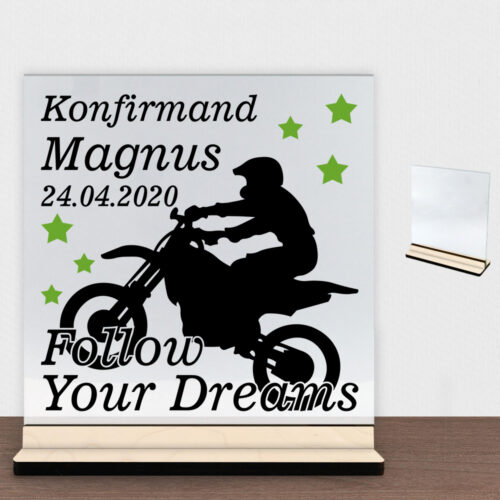 Konfirmation design 8 | Glasskilt inkl. fod (poppel krydsfinér)