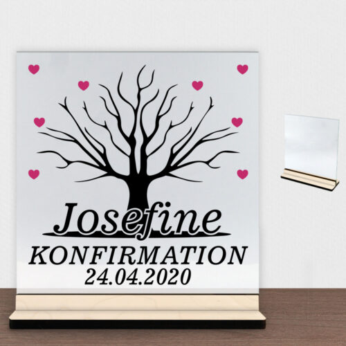 Konfirmation design 9 | Glasskilt inkl. fod (poppel krydsfinér)