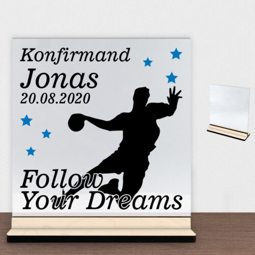 Konfirmation design 18 | Glasskilt inkl. fod (poppel krydsfinér)