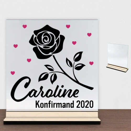Konfirmation design 20 | Glasskilt inkl. fod (poppel krydsfinér)