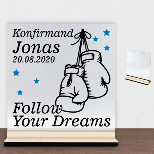 Konfirmation design 24 | Glasskilt inkl. fod (poppel krydsfinér)