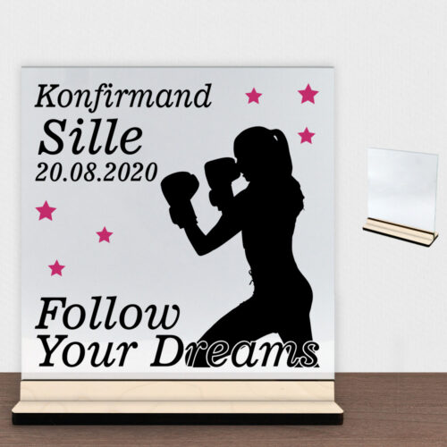 Konfirmation design 25 | Glasskilt inkl. fod (poppel krydsfinér)