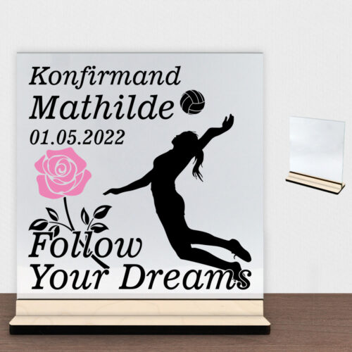 Konfirmation design 27 | Glasskilt inkl. fod (poppel krydsfinér)