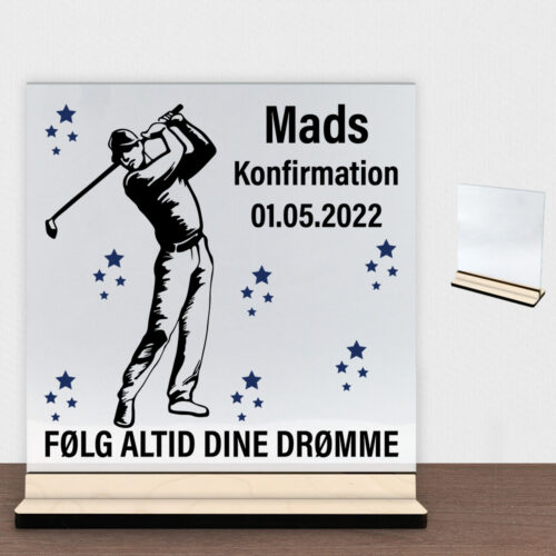 Konfirmation design 34 | Glasskilt inkl. fod (poppel krydsfinér)