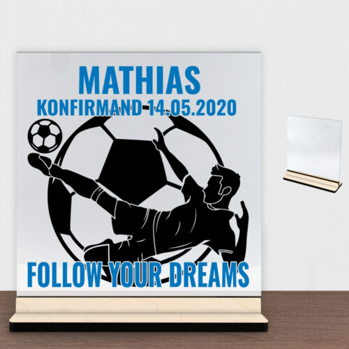 Konfirmation design 38 | Glasskilt inkl. fod (poppel krydsfinér)