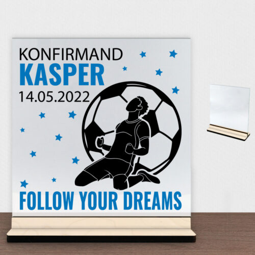 Konfirmation design 39 | Glasskilt inkl. fod (poppel krydsfinér)