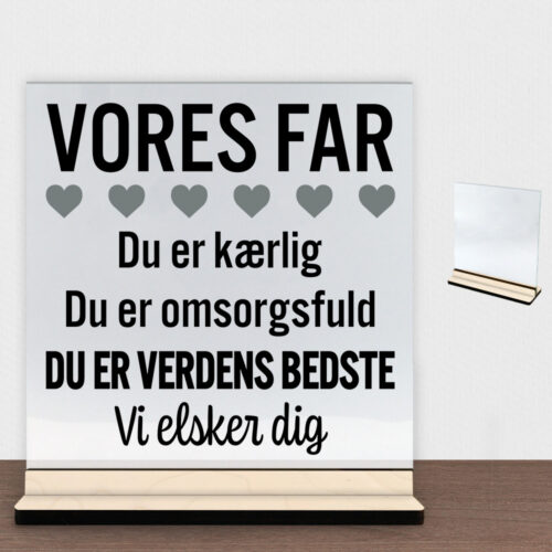 Alternative view of Min far er verdens bedste | Glasskilt inkl. fod (poppel krydsfinér)