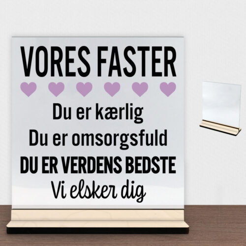 Alternative view of Min faster er verdens bedste | Glasskilt inkl. fod (poppel krydsfinér)