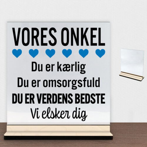 Alternative view of Min onkel er verdens bedste | Glasskilt inkl. fod (poppel krydsfinér)