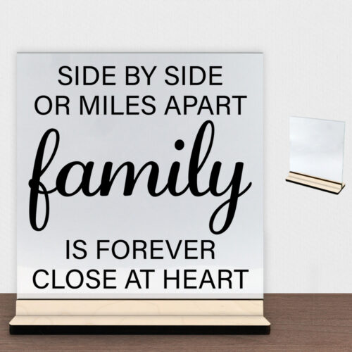 Side by side or miles apart... #1 | Glasskilt inkl. fod (poppel krydsfinér)