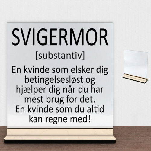 Svigermor #2 | Glasskilt inkl. fod (poppel krydsfinér)