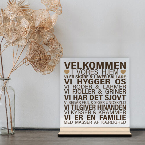 Glasskilte inkl. fod (poppel krydsfinér)