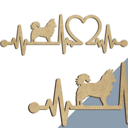 Alternative view of Hund - Chihuahua (langhåret) | Heartbeat skilt (træfiber)