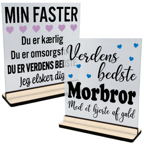 Andre familiemedlemmer | Glasskilte inkl. fod (poppel krydsfinér)