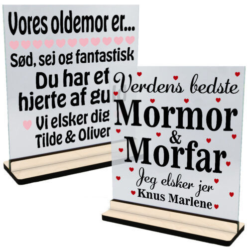 Bedsteforældre & oldeforældre | Glasskilte inkl. fod (poppel krydsfinér)