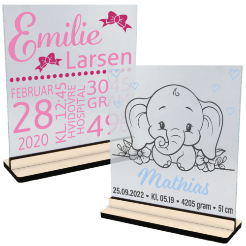 Børn | Glasskilte inkl. fod (poppel krydsfinér)