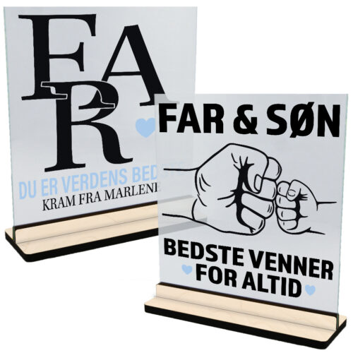 Far | Glasskilte inkl. fod (poppel krydsfinér)