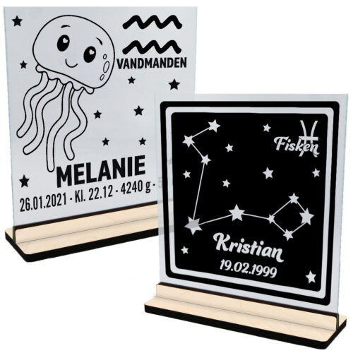 Stjernetegn | Glasskilte inkl. fod (poppel krydsfinér)